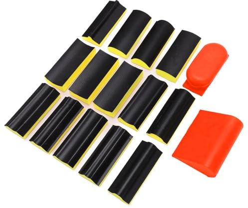 16PCS Sanding Blocks, Self Adhesive Groove Curved Polishing Blocks for Woodworking