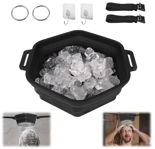Eis Behälter für Dusch, Tragbares Eisbad Zubehör, Faltbarer Eisbadefass für Kryotherapie, mit Verstellgurt und Fester Haken (×1)