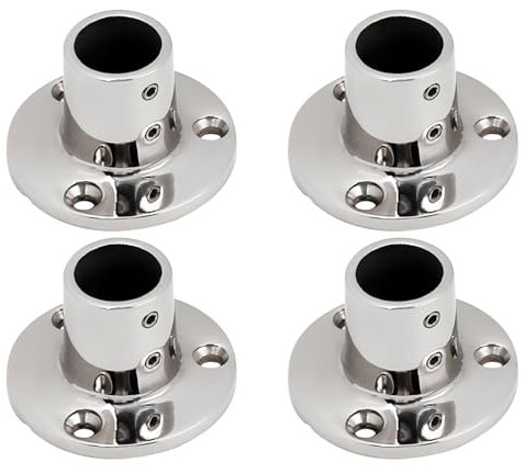AiQima 4 Pezzi 22 mm/25 mm 90 Gradi corrimano for Barche Raccordo in Acciaio Inox 316 ferramenta corrimano for Barche Tubo Base Rotonda(22mm 90 Degree)