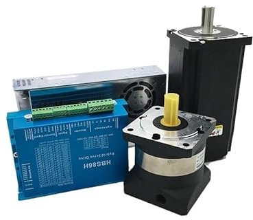 PQYSMVVG 4.5Nm 8.5Nm 12Nm Nema34 86MM Closed Loop Stepper Electronic Starter Drive Hybird Encoder Easy Servo &Planetary Reducer &400W Power Supply Kit(Ratio 10,4.5 N.m Kit)