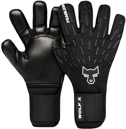FEARLESS GOALKEEPERS Wolf X Handschuhe - Atmungsaktive Torwarthandschuhe, Rutschfester Griff, Negativschnitt und Gefühl Zweiter Haut - Für Erwachsene & Kinder