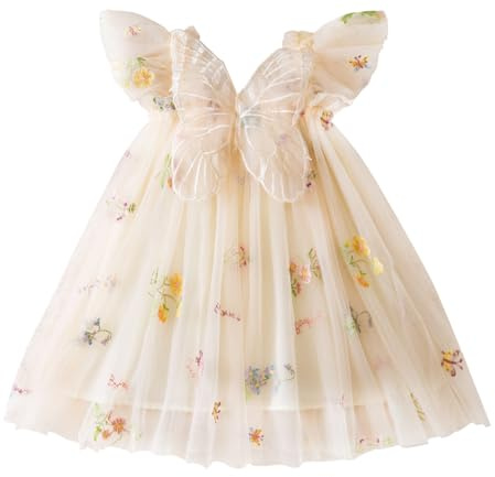 AIEOE Neugeborenes Baby Mädchen Prinzessin Kleider mit Tüll Schleife Elegante Ärmellose Kleidung für Karneval Party für 1-2 Jahre Champagner