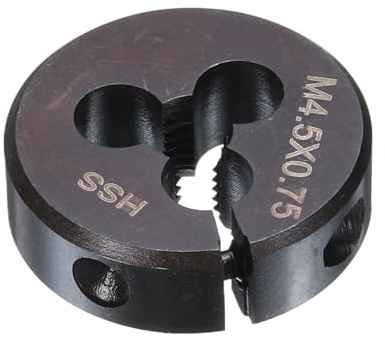 sourcing map Troquel de rosca redondo M4.5 x 0.75 rosca métrica 20 mm OD ajustable mano derecha acero de alta velocidad (HSS) troquel de corte de rosca redondo para reparación de roscas