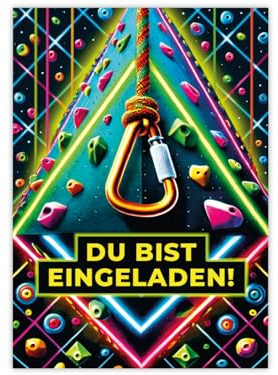 12 Einladungskarten zum Kindergeburtstag Mädchen Jungen Klettern Kletterpark bunte coole Einladungen zum Geburtstag