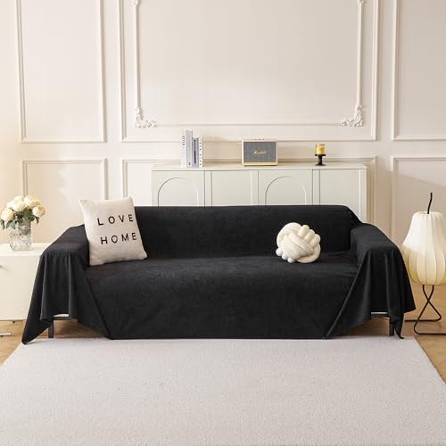 MYSKY HOME Sofa Überzug Sofaschutz Katze Sofaüberwurf 2 sitzer Sofa Cover | Schwarz,1er Set,180x300cm,Sofabezug Ecksofa,Überwurfdecken für Sofa Schutzdecke,Sofa Bezug Kratzschutz Waschbar