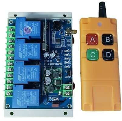 Sector Industrial DC 12v 24v 36v 48v 4ch 10a RF sistema de interruptor de control remoto inalámbrico con transmisor de larga distancia 30m-100m