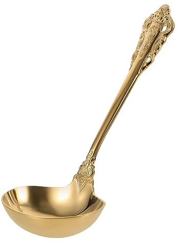 HOLIDYOYO Louche Dorée Acier Inoxydable Cuillère De Service Pour Soupe Résistante Et Facile à Nettoyer Ustensile Multifonction Pour Cuisine Et Table