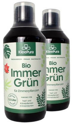 KleePura Bio ImmerGrün für Zimmerpflanzen, Zimmerpflanzenpflege, 2 x 0.5 Liter