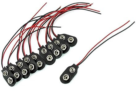Connettore Batteria 9v con Cavo 10cm, 50 Pezzi, Nero