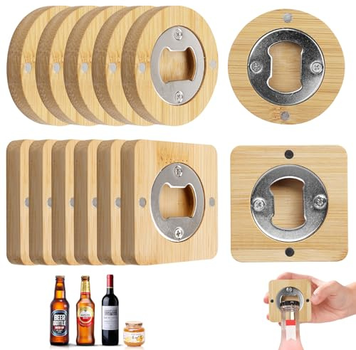 Flaschenöffner Holz: PRITOK 12 Stück Bieröffner Zwei Formen, Flaschenöffner, Flaschenöffner aus Edelstahl Bambus mit Feldschwächung, Flaschenöffner Personalisiert Tolles Geschenk für Männer