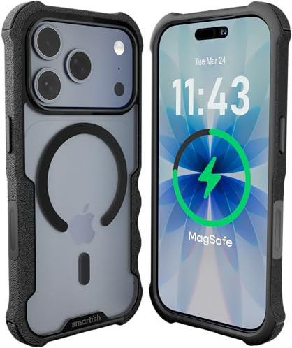Smartish Custodia MagSafe per iPhone 17 Pro – Gripzilla custodia protettiva magnetica trasparente [robusta e resistente] impugnatura resistente – anti-ingiallimento testato contro le cadute per Apple