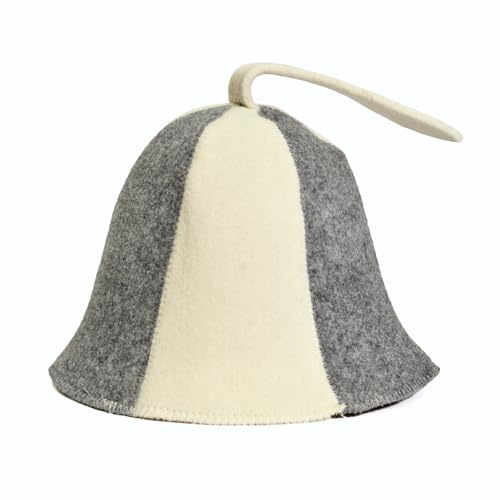 SAUNA GURU White Grey Sauna Hat, 100% Organic Wool Felt Hats for Russian Banya - Protect Your Head from Heat - English Sauna eBook Guide Included