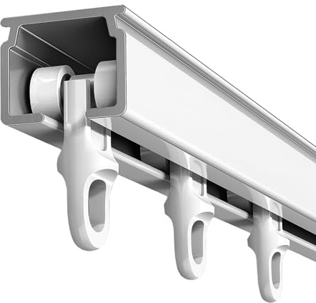 Aluminio Riel De Cortina Doble O Simple Para Dormitorio, Barras Para Cortinas De Ducha, Pista De Cortina Unido Resistente Montaje En Techo/pared, No Requiere Montaje, Fácil Instalación(Single track,1.