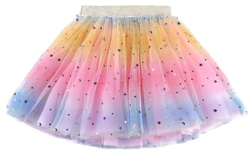 Revkokmx Girls Layered Rainbow Tutu Skirt Dance Dress Ruffle Tiered Clubwear (US, Age, 3-5 Years, Light Pink)
