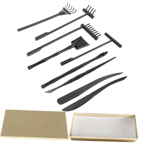 BESPORTBLE 9pcs Mini Zen Garden Rake Set Plastic Meditation Tools with Various Designs for Stress Relief and Creative Sand Art Compact Accessories for Home Office Decor and Mindfulness