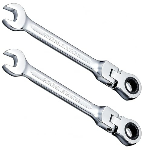 Wjelet 10mm Ratchet Spanner,180° Adjustable Flex-Head Ratchet Spanner, 72 Teeth Cr-V Steel Tool for Bicycle, DIY and Home Maintenance,2Pcs
