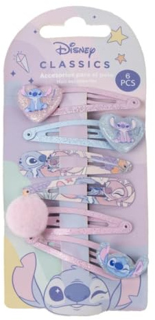 CERDÁ LIFE'S LITTLE MOMENTS, Disney Stitch Mollette Capelli Bambina, Accessori per Capelli, Idea Regalo Compleanno Perfetta per Bambina Stitch, set da 6 Pezzi