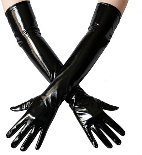 GIUSOBG Tendance Gants Cuir Femme Noir Costume Catwoman 54 * 11 cm Gant Long Taille Unique Sexy Accessoire pour Déguisement Soirée à Thème ou Jeu de Rôle