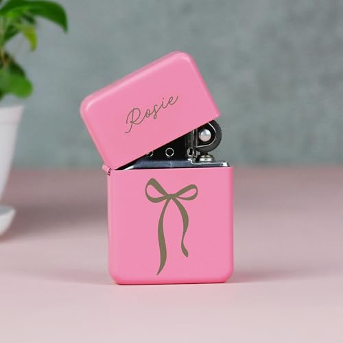 Personalised Bow Pink Petrol Lighter