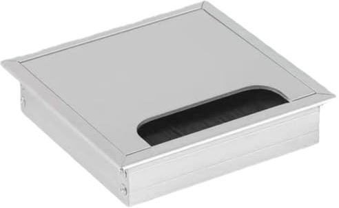 Pasacables de Escritorio aleación Aluminio con Cepillo Negro, Tapa Rectangular for Cables y Puerto Salida for gestión for Mesa Oficina PC (1 Unidad)(Silver,120x120mm)