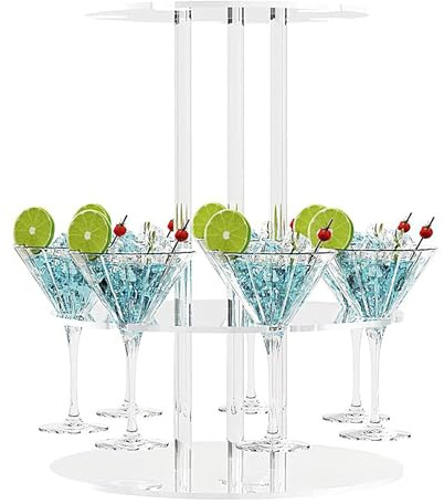 Champagne Tree Stand,Acrylic 2-Tier Holder Rack,with 12 Slots Floating Drink Tree Cocktail Holder - for Wine Beer Whiskey Soda Water Beverage Drinking