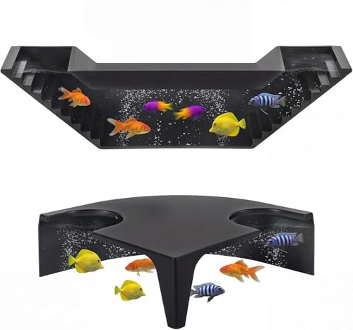 Eulihent 2 Pezzi Tunnel Sotterraneo per Acquario - Tunnel Acquario Della Grotta Di Gamberetti, 2 Dimensioni Diverse (12.8×4.7×12.8cm/21×4×5.3cm) per Animali Acquatici.(Nero)