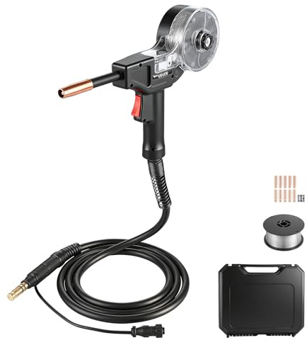 VEVOR Pistola de Carrete MIG 130A con Cable 3 m Compatible con Lincoln Magnum 100SG K2532-1 para Easy MIG 140 180 con Rodillo y Puntas de 0,8-0,9 mm, Alambre Aluminio para Reparación Taller Automotriz