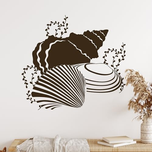 GRAZDesign Wandtattoo Muscheln Bad Wandaufkleber Badezimmer selbstklebend - 44x40cm / 070 schwarz