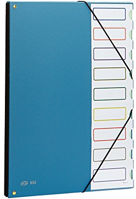 Ordner Ordner Deckel taupe folio-9 Abteilungen aus Kunststoff blau