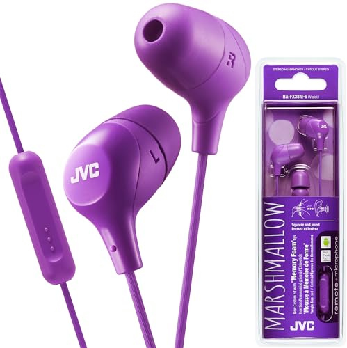 JVC HAFX38MV Marshmallow Earphones With Microphone & In-line Remote (Violet)
