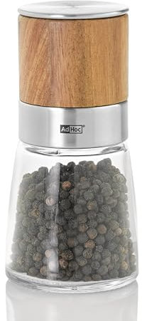 AdHoc MP99 Pfeffer- oder Salzmühle Akasia, Keramik Mahlwerk, Akazienholz/Edelstahl/Glas