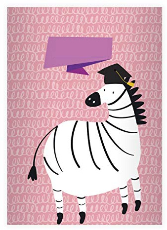 Kartenkaufrausch 4 fröhliche Gelehrten DIN A4 Schulhefte, Schreibhefte mit schlauem Zebra, rosa Lineatur 27 (liniertes Heft 16 Blatt/32 Seiten) Notizheft, Kladde für Schule, Universität, Büro