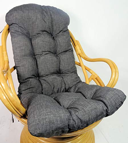 Rattani Auflage/Polster für Schaukelstuhl, Drehsessel, Ersatzpolster Gr. 135 x 60 x 15 cm, Nuevo Loneta anthazit - Made in EU