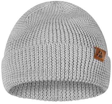 DANISH ENDURANCE Merino Mütze, Klassische Wollmütze, Warme Wintermütze, Thermo Beanie, Weich, Stretchy, Unisex, für Damen & Herren, Hellgrau, One Size