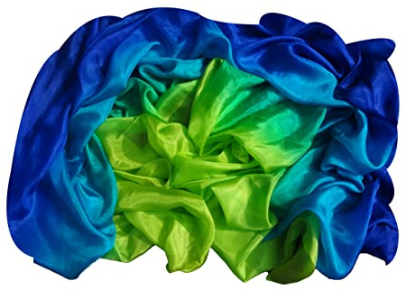 Winged Sirenny Handbemalter Seidenschleier für Bauchtanz, 3-Farben Voile mit handgerollten Kanten, 270x110cm Leichter Mulberry Seidenstoff für Orientalischen Tanz & Aufführungen