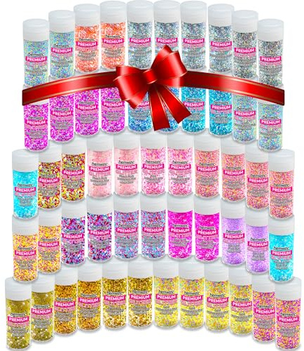 Glitzer-Box-Set 54 x 6 g (0,21 Unzen) Tuben gemischt ultra-glitzernde Pailletten Nagel Gesicht Festival Weihnachten festliches Geschenk Make-up
