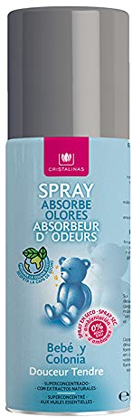 CRISTALINAS. Aerosol Ambientador & Absorbe Olor Natural Spray. Ultra Concentrado. Aroma: Bebé y Colonia. (Pack 2)
