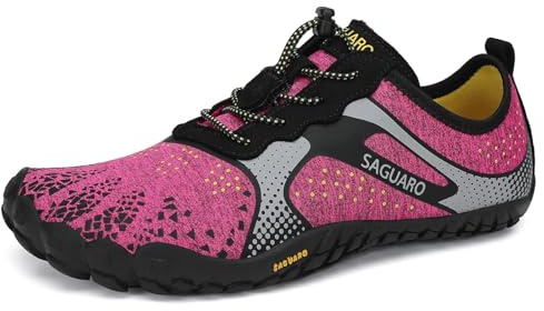 SAGUARO barfotaskor för män och kvinnor, terränglöparskor, träningsskor med mjuk, tjock sula, snabbtorkande badskor, storlek 36-48, Rosenröd, 37 EU