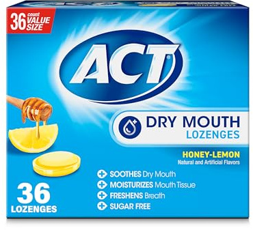 ACT Dry Mouth Lozenges, Honey and Lemon, 36 Count, 36 Count