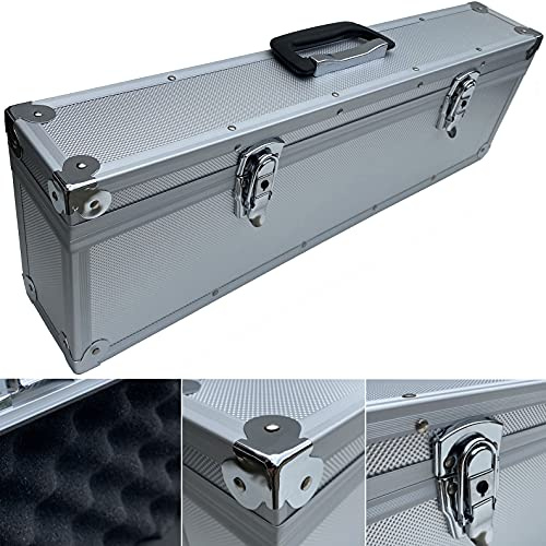 ECI® Aluminium Koffer Silber mit Würfelschaum Entnehmbarer Deckel Alu-Koffer Werkzeugkoffer LxBxH 710 x155 x 240 mm