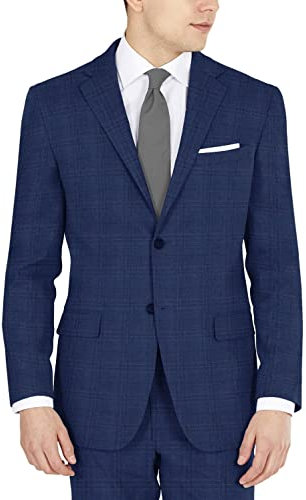 DKNY Men's Suit Jacket, Blue Plaid, 44 Short