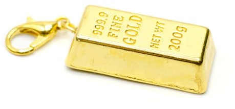 Miniblings Goldbarren Charm Gold Barren Glück Glücksbringer- vergoldet | Kleiner Anhänger zum Kombinieren, aus Berlin, mit Zipper und Pull