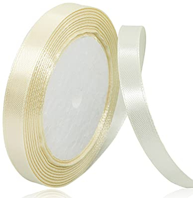 Beige Satinband 10mm x 22 Meters Schleifenband Beige Geschenkband Dekoband Stoffband für Geschenk, Basteln, Nähprojekte, Haarschleifen, Brautstrauß, Hochzeits Dekoration