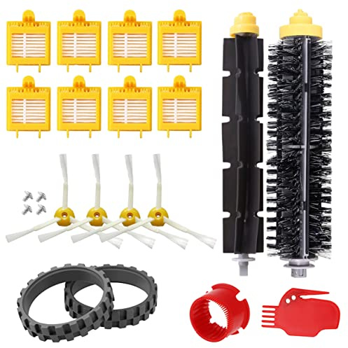MIRTUX Kit de Recambios Compatible con Roomba serie 700 - Repuestos para Roomba 720, 750, 760, 770, 775, 780, 785, 790...(Todos los modelos) - Pack de Rodillos, Filtros, Cepillos Laterales, Neumaticos