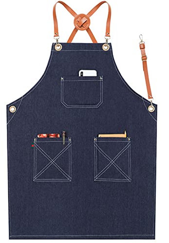 Arbeiter Werkzeug Tool Schürze Canvas Einstellbare Arbeitsschürze Mit Großen Taschen For Ingenieure Tischler Handwerker Fit For Küche, Garten, Keramik, Handwerk Werkstatt ( Color : Blue , Size : XL )