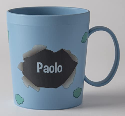 ILS I LOVE SHOPPING Tazza Personalizzata con Nome Bicchiere in plastica 350ml per Microonde con manico colazione Made in Italy (PAOLO)