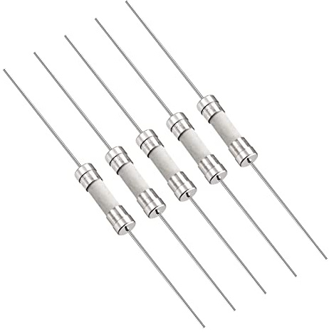 QUARKZMAN 250V T2.5A 5mm x 20mm Langsame Sicherung Silberton 5 Stück | Verzögerungssicherung Keramik mit Anschluss Draht für Schaltungsgeräten Reparatur