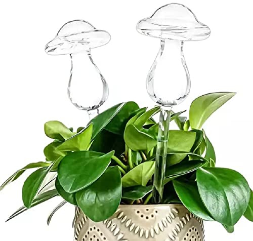 ysister Pianta di Vetro Acqua Globo 2 Pezzi Globi di Irrigazione Automatica di Piante Irrigazione Automatico Palla Trasparente Automatico Sfere Irrigazione Piante Grande per Piante in Vaso (Fungo)