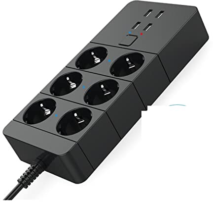 Ciabatta di protezione contro le sovratensioni Smart Wifi Power Strip 3/4/6 4USB Temporizzazione della porta di ricarica con 5V3.1A. Assistente intelligente di controllo Bluetooth ( Color : 1.8M-01 ,