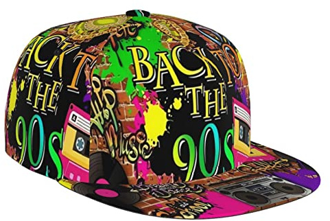 Mode 80er 90er Jahre verstellbare Snapback-Mütze für Männer und Frauen, Sonnenkappe, Hip-Hop-Kappe, Baseballkappe, Flache Krempe
